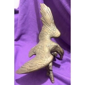 Large Vintage MCM Cast Solid Brass Eagle On Branch Sculpture 10" Wingspan